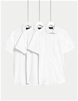 M&S 3 Pack Slim Fit Easy Iron Short Sleeve Shirts White
