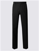 M&S SARTORIAL Black Regular Fit Wool Suit Trousers Black