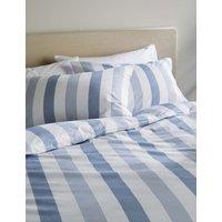 M&S Pure Cotton Hadley Striped Bedding Set Blue Mix