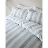 M&S Pure Cotton Hadley Striped Bedding Set Duck Egg