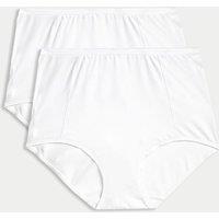 M&S 2 Pack Firm Control Full Briefs White/White