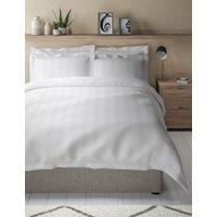 M&S Pure Cotton Striped Waffle Bedding Set White