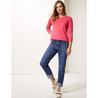 M&S Mid Rise Relaxed Slim Leg Jeans Med Blue Denim