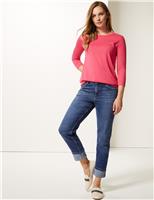 M&S Mid Rise Relaxed Slim Leg Jeans Med Blue Denim