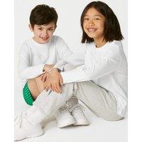 M&S Unisex Pure Cotton StayNew T-Shirt (2-16 Yrs) White
