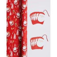 Santa Jumbo Christmas Wrapping Paper 14m & 12 Gift Tags