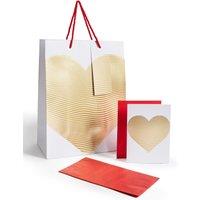 Gold Foil Heart Card with Gift Bag & Tissue