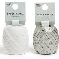 Silver & White Christmas Raffia Twin Pack