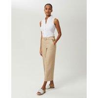 HOBBS Cotton Rich Collared Fitted Sleeveless Shirt White