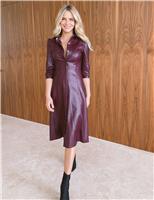 Faux Leather Collared Dress