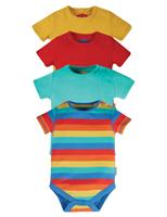 Frugi 4 Pack Cotton Rainbow Bodysuits (7lbs-3 Yrs) Multi