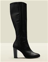 SOSANDAR Leather Knee High Boots Black