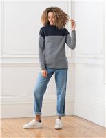 Celtic & Co. Pure Wool Striped Funnel Neck Jumper Navy Mix