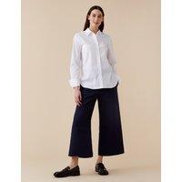 Finery London Cotton Rich Collared Relaxed Long Sleeve Shirt White Mix