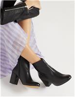 Jones Bootmaker Leather Block Heel Ankle Boots Black