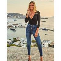 SOSANDAR Jersey 3/4 Sleeve Wrap Top Black