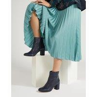 Jones Bootmaker Leather Block Heel Ankle Boots Navy