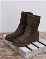 Celtic & Co. Suede Block Heel Ankle Boots Brown