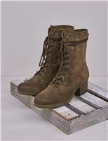 Celtic & Co. Suede Lace Up Block Heel Ankle Boots Brown