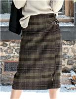 Celtic & Co. Pure Wool Checked Knee Length Kilt Green