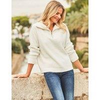 Ribbed Collared Half Zip Relaxed Jumper