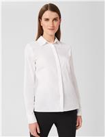 HOBBS Cotton Rich Collared Long Sleeve Shirt White Mix