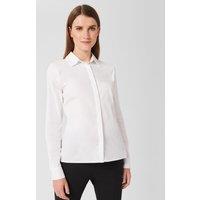 HOBBS Cotton Rich Collared Long Sleeve Shirt White Mix