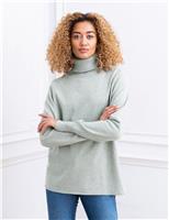 Celtic & Co. Pure Wool Roll Neck Jumper Blue