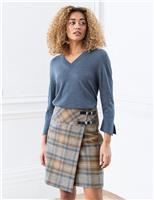 Celtic & Co. Pure Wool Checked Mini Kilt Blue Mix