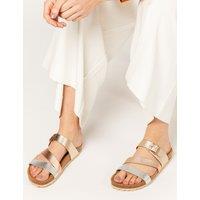 Jones Bootmaker Leather Metallic Flat Mule Sandals Metallic
