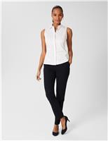 HOBBS Cotton Rich Collared Sleeveless Blouse White