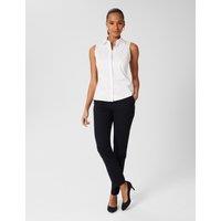 HOBBS Cotton Rich Collared Sleeveless Blouse White