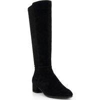 Dune London Suede Block Heel Knee High Boots Black