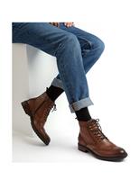 Dune London Leather Brogue Ankle Boots Tan