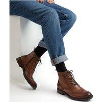Dune London Leather Brogue Ankle Boots Tan
