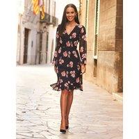 Floral V-Neck Knee Length Wrap Dress