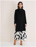 Wool Blend Funnel Neck Wrap Coatigan