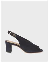 HOBBS Suede Block Heel Slingback Sandals Navy