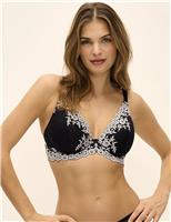 Wacoal Embrace Floral Lace Wired Plunge Bra Beige Mix