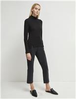 French Connection Jersey Roll Neck Fitted Long Sleeve Top Black