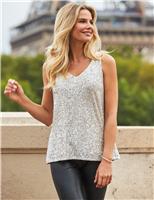 Sequin V-Neck Sleeveless Cami Top