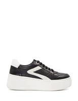 Dune London Leather Lace Up Flatform Trainers Black