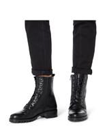 Dune London Leather Hiker Lace Up Round Toe Boots Black