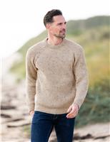 Celtic & Co. Pure Merino Wool Ribbed Crew Neck Jumper Beige