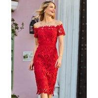 Lace Bardot Midi Column Dress