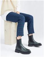 Leather Chelsea Block Heel Ankle Boots