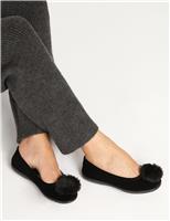 Jones Bootmaker Pom Pom Ballerina Slippers Black