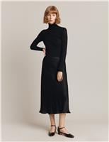 Ghost Satin Midi Slip Skirt Black
