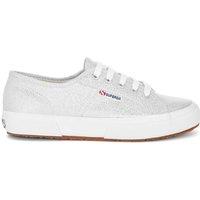 Superga Canvas Lace Up Glitter Trainers Silver