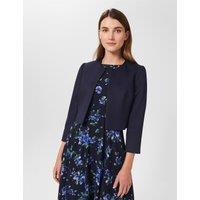 HOBBS Textured Collarless Short Jacket Navy